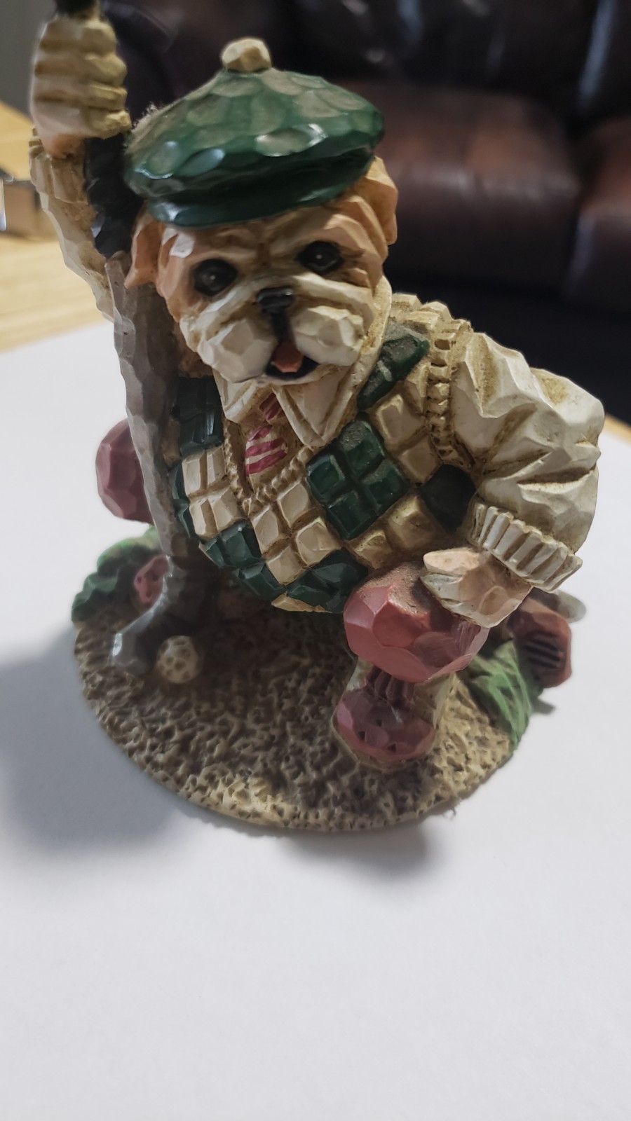 Doug Harris Vintage Resin Golfer Bulldog Figurine