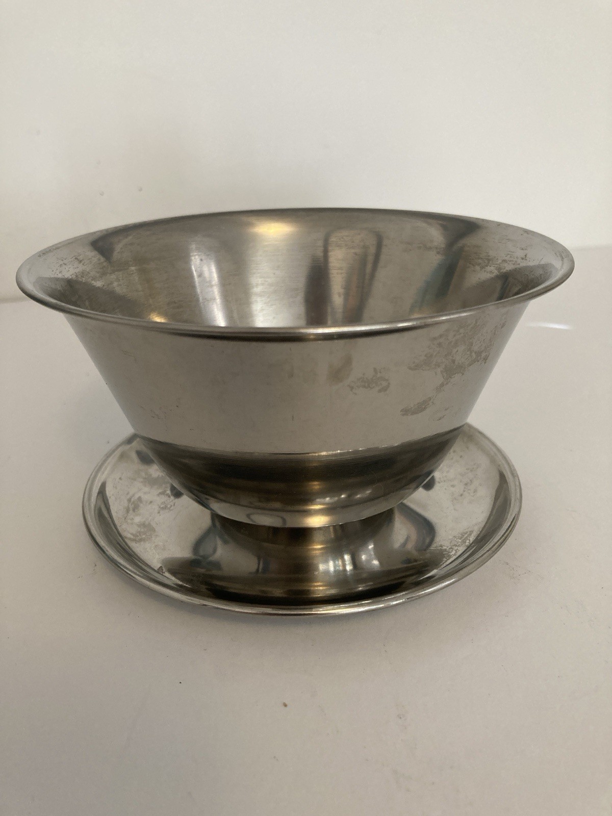 VTG Denmark 18/8 Stainless Steel Sauce Bowl Server Attached Underplate