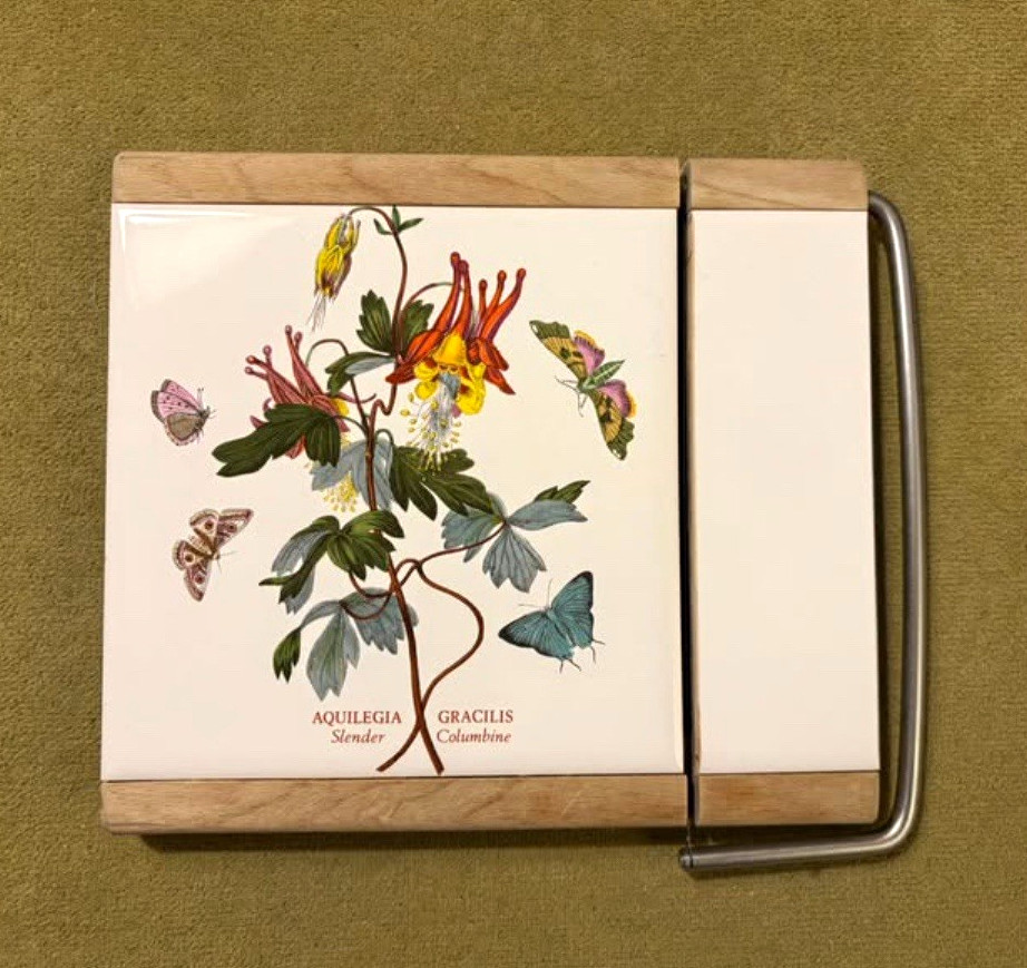 Vintage Portmeirion Botanic Garden Slender Columbine Cheese Board and Slicer