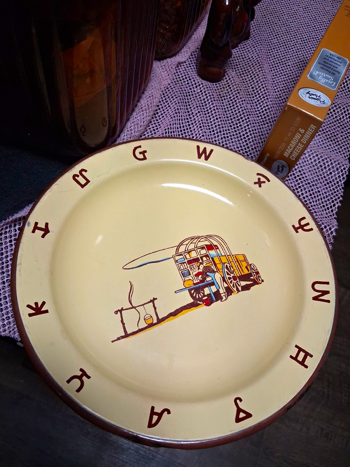 1950\'s Monterrey Western Ware ChuckWagon Cowboy Dinner Plate Enamelware