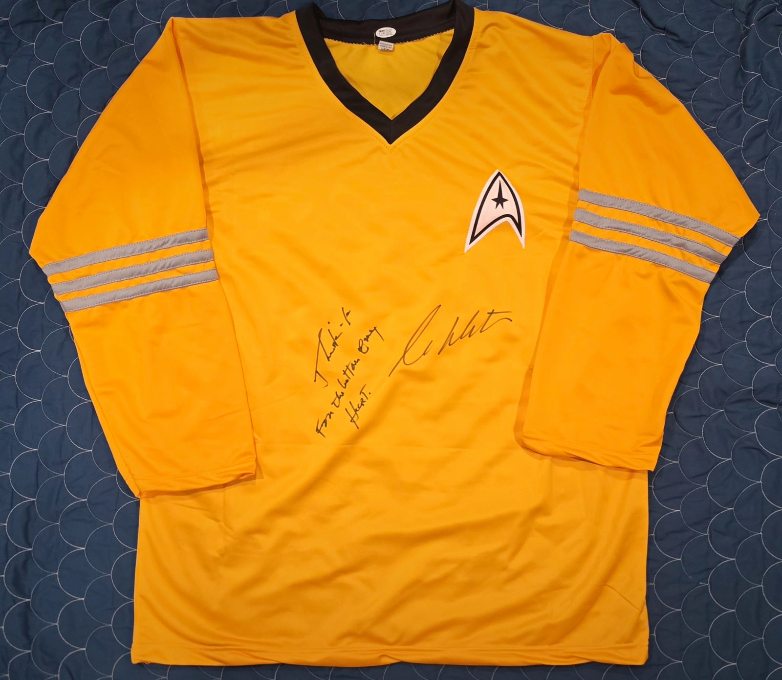 William Shatner Auto Custom Star Trek Command Shirt - Inscribed 