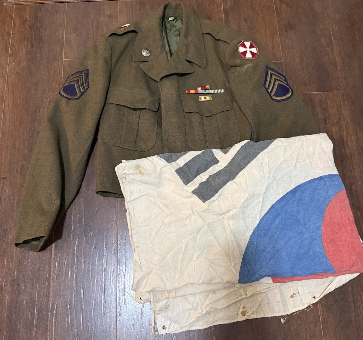 Korean War 8th Army 630th Engineer Battalion Ike Jacket And South Korean Flag