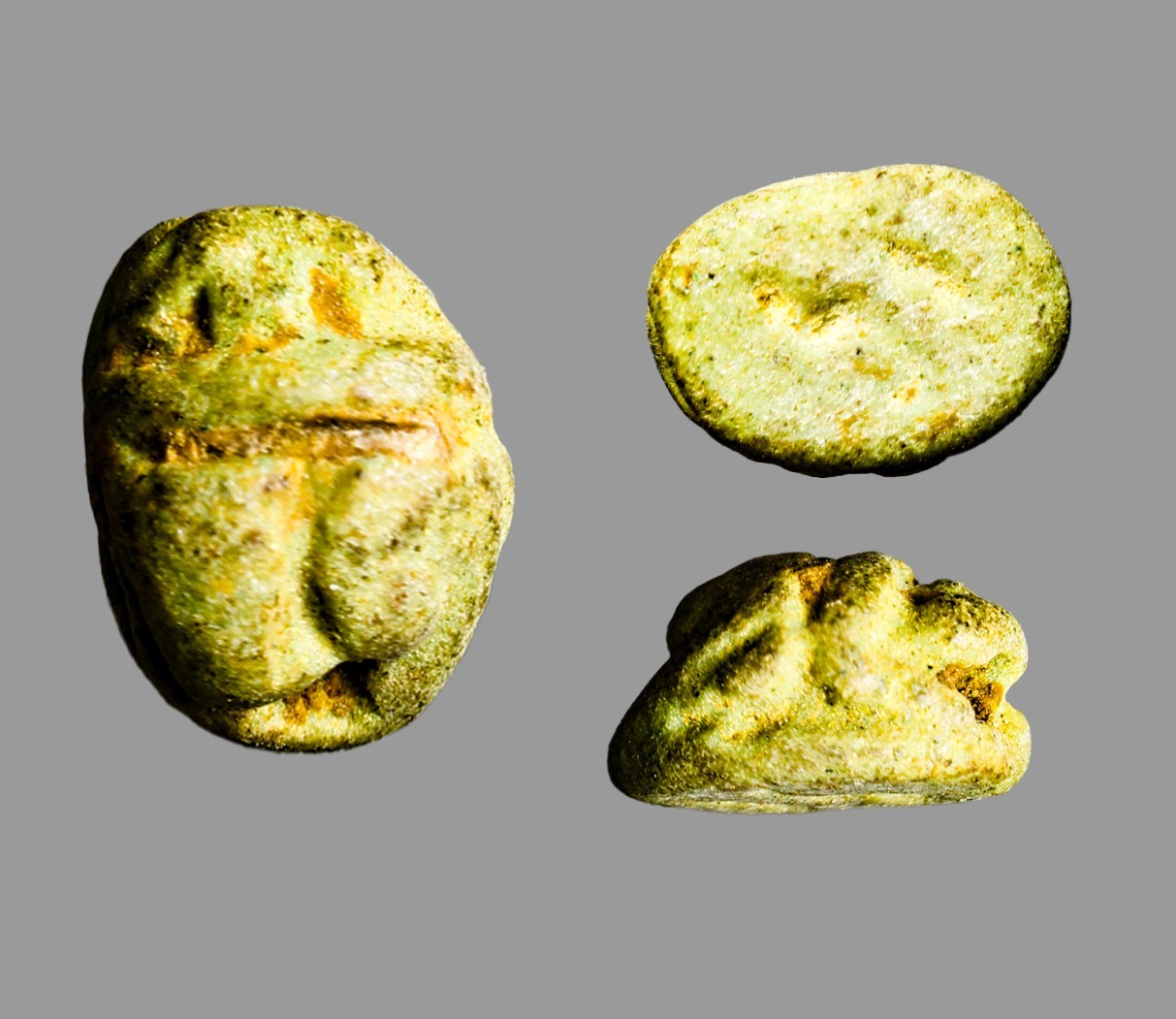 Ancient Egyptian Green Faience Glazed Scarab Amulet 11mm c. 1550-664 BC COA