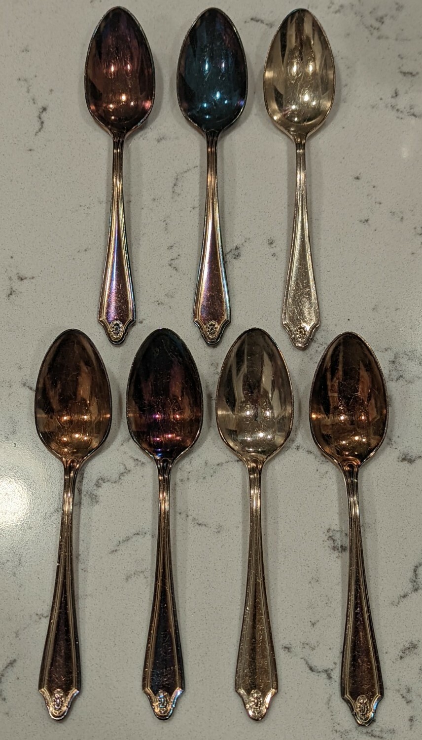 7 x Antique Oneida Silver plate Community Plate Georgian Fork 1912 Teaspoons 6\