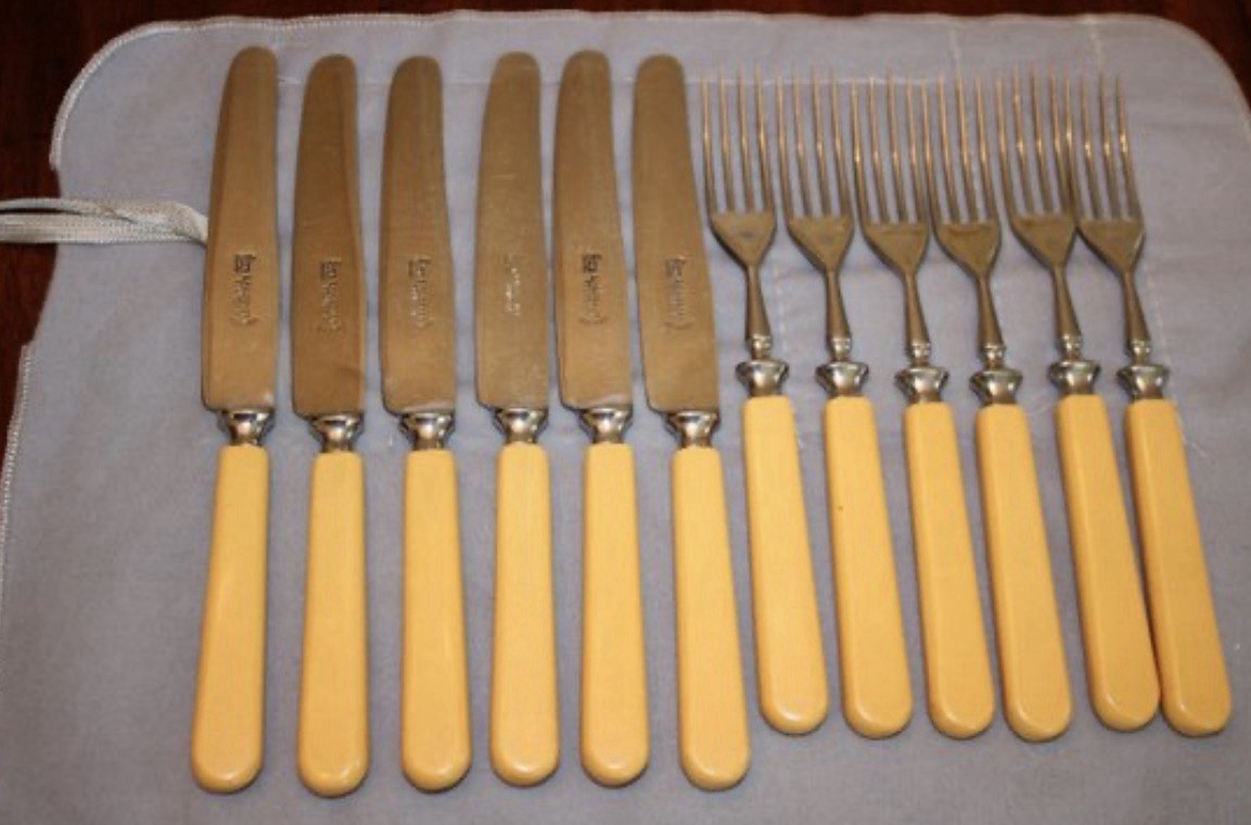 Vintage E. Maussner Solingen Germany Bakelite Flatware Set 12 Pc Rostfrei