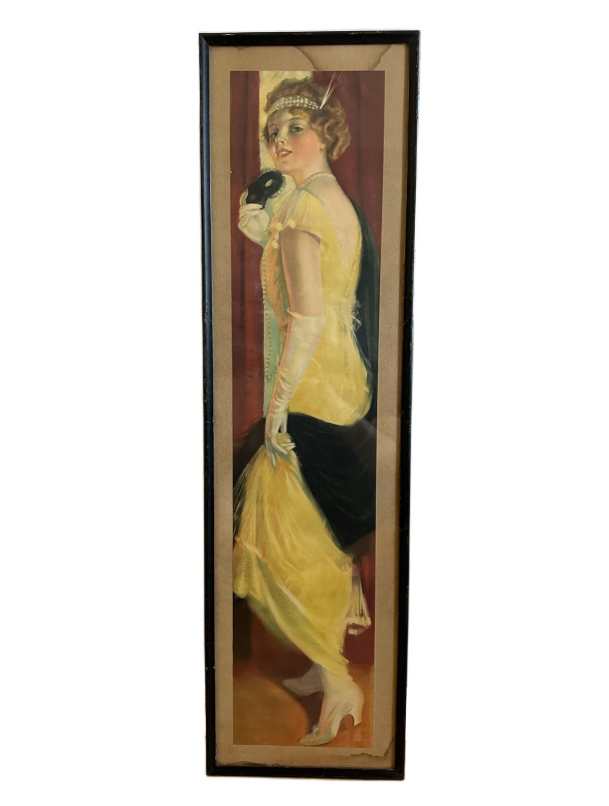 Antique Art Deco 1917 Pabst Brewing Yard Long Advertising Flapper Girl Print