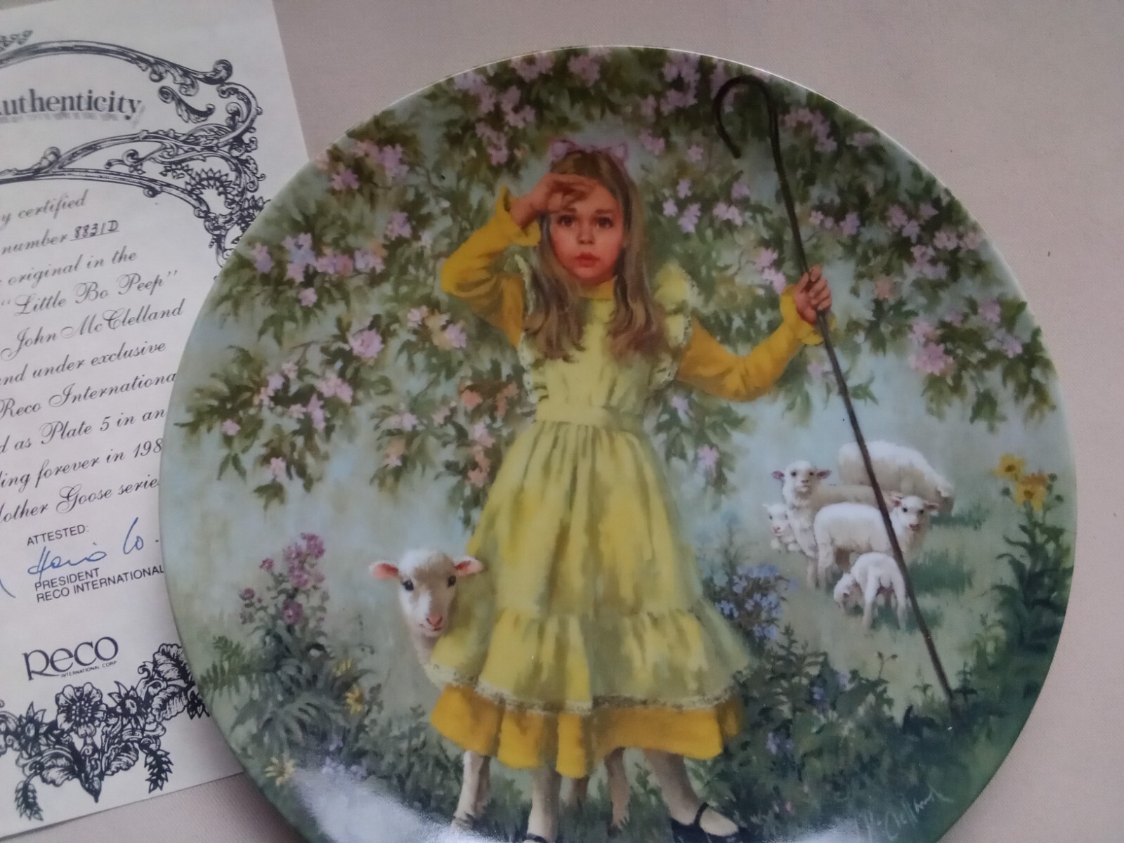 Little Bo Peep John McClelland collectors plate limited edition #8831 D COA 1983