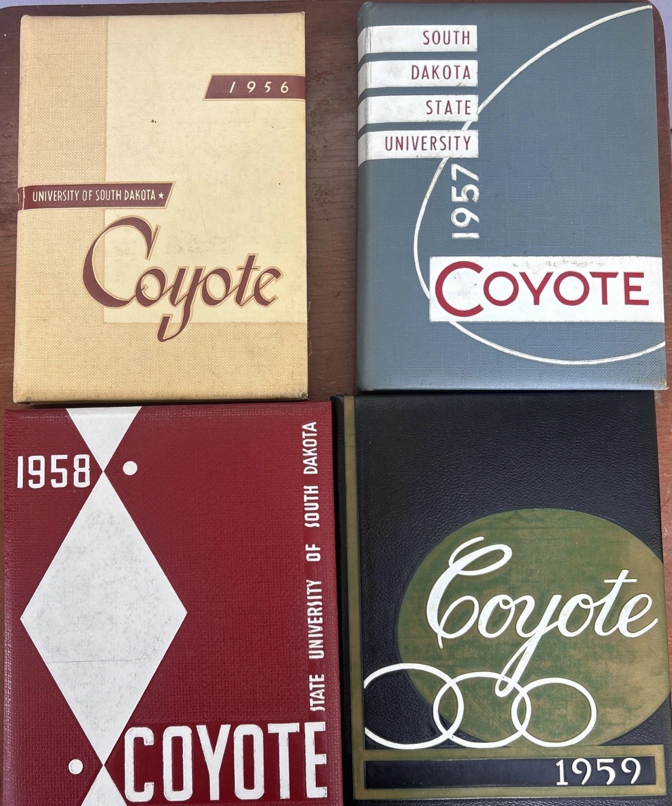 Lot Of 4 1950s University South Dakota Yearbooks The Coyote Leather
