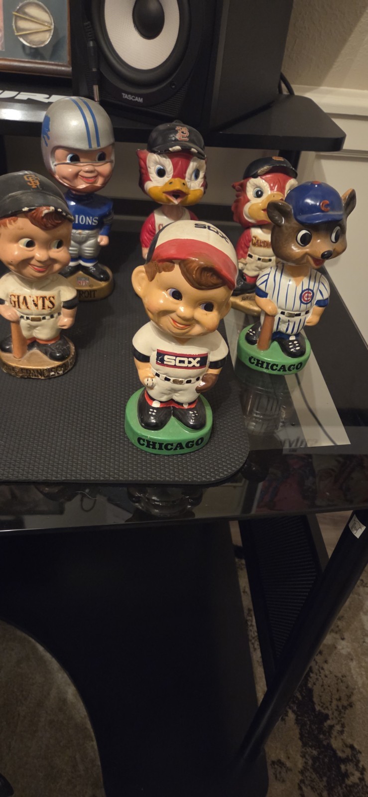 1960s Vintage Sports Bobble Heads Lot- Cardinals, Sox, Giants, Lions, Cubs 