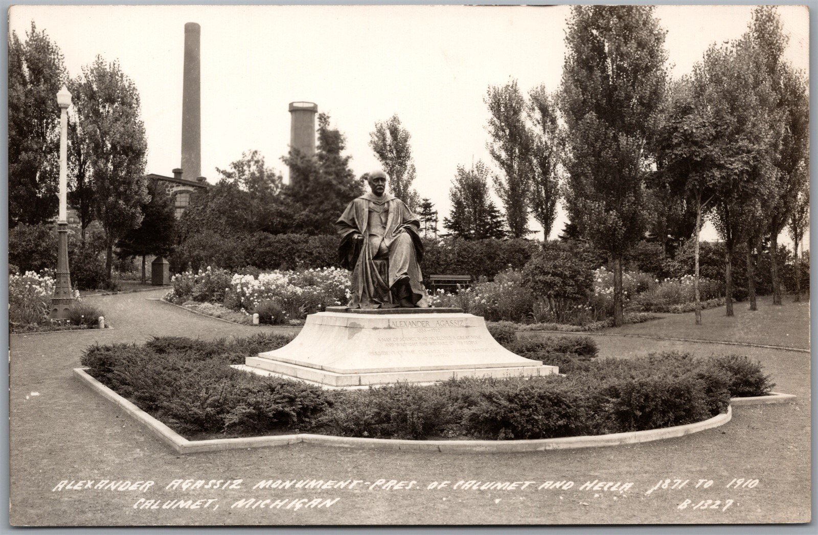 Postcard RPPC Calumet Michigan Alexander Agassiz Monument by L. L. Cook