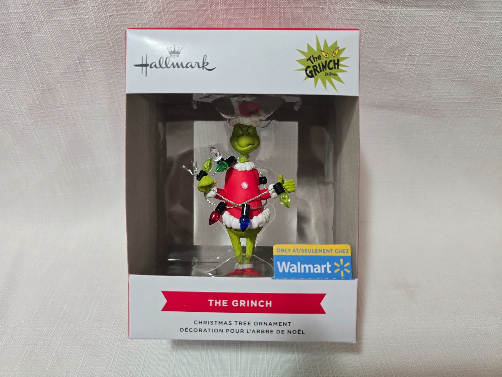 Hallmark 2026 The Grinch Holding Christmas Lights Red Box Ornament