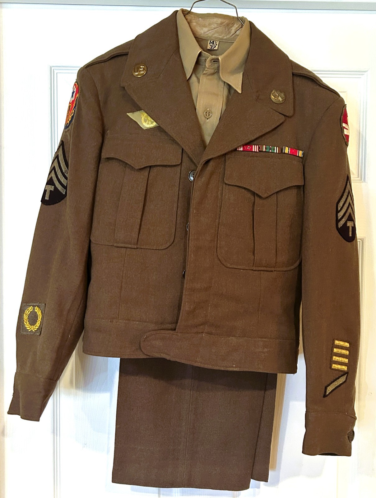 WWII U.S. Army Ike Jacket Pants Shirt 84th Infantry Division Rail Splitters 1944 WWII U.S. Army Ike Jacket Pants Shirt 84th Infantry Division Rail Splitters 1944