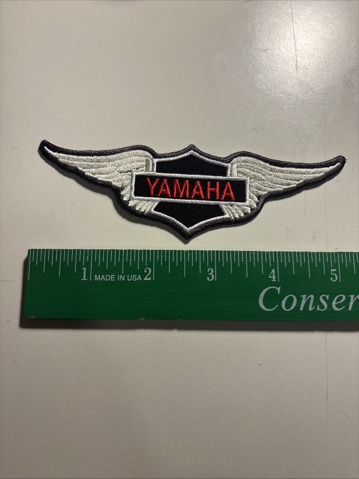 NEW 1 7/8 X 5 7/8 INCH YAMAHA WHITE WINGS IRON ON PATCH