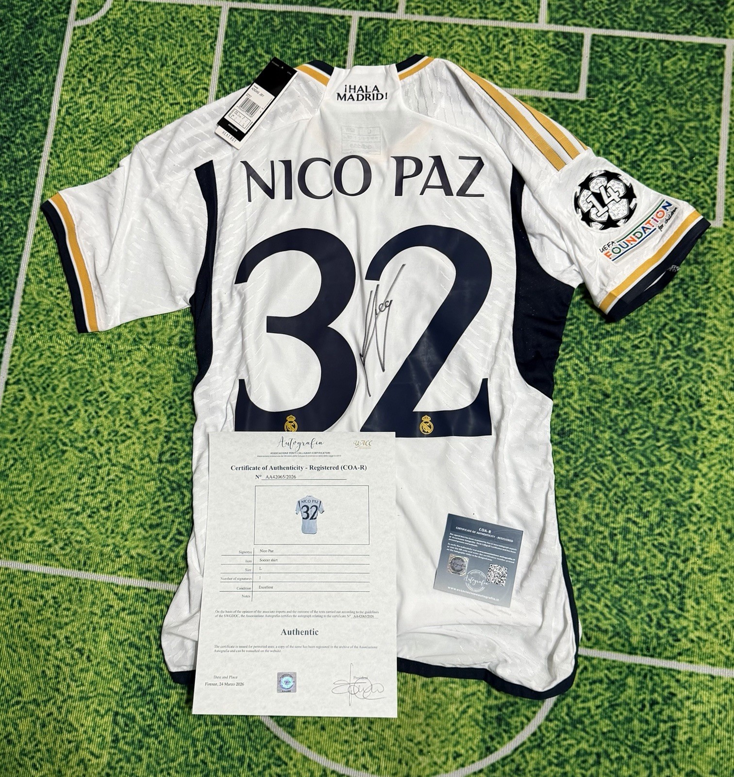 NICO PAZ REAL FIRST GOAL DEBUT JERSEY AUTOGRAPHED AND CERTIFIED COA VIDEO PROV