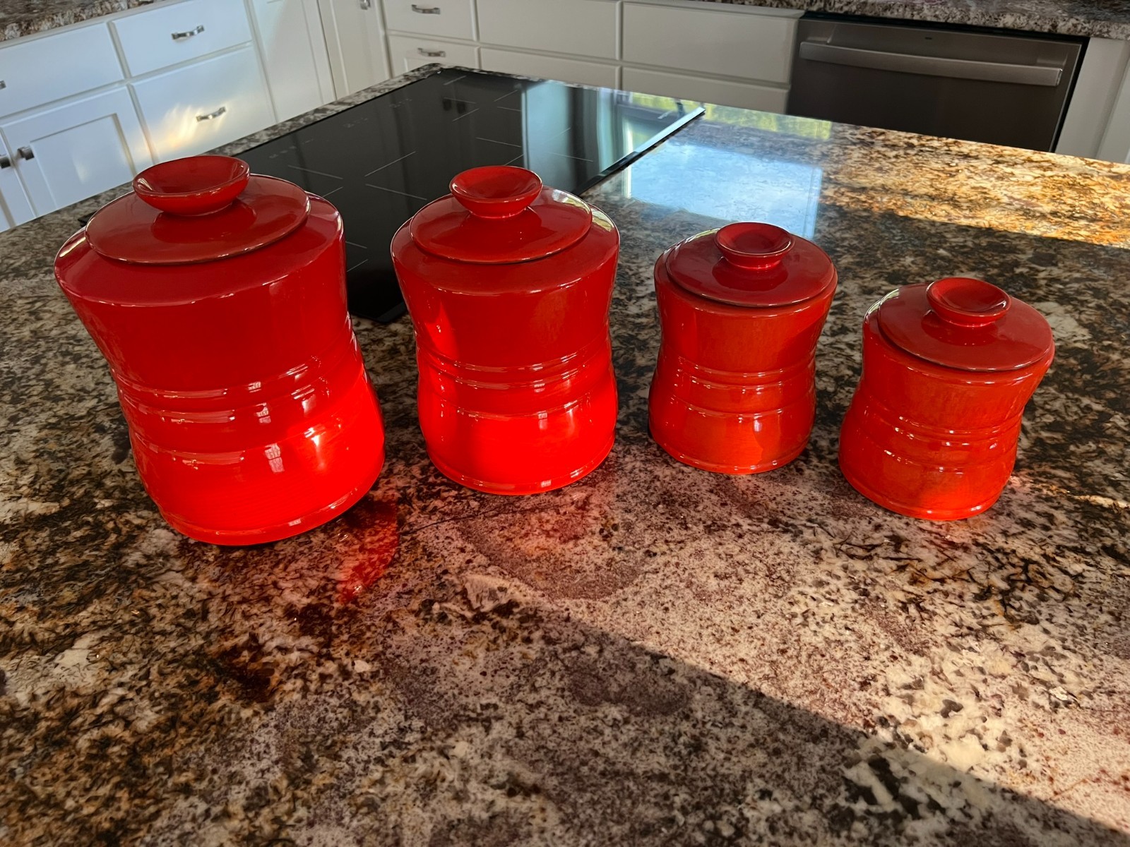 FRANKOMA PLAINSMAN FLAME RED ORANGE CANISTER SET #26 FACTORY MINT 4 PC COMPLETE