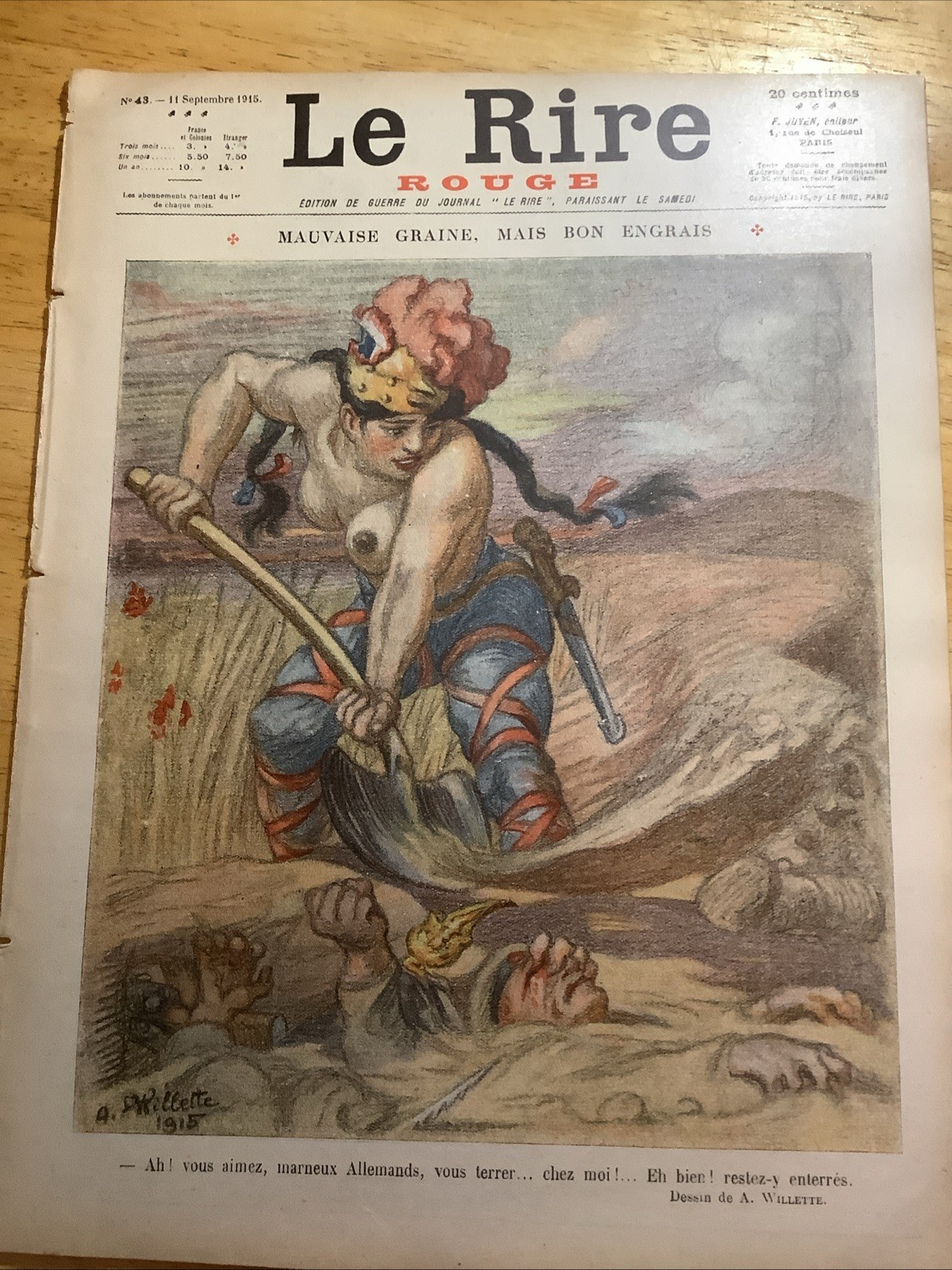 1915 LE RIRE  WWI MAGAZINE WITH NOTED ARTISTS ~ DADA & IMPRESSIONISM ART PERIODS