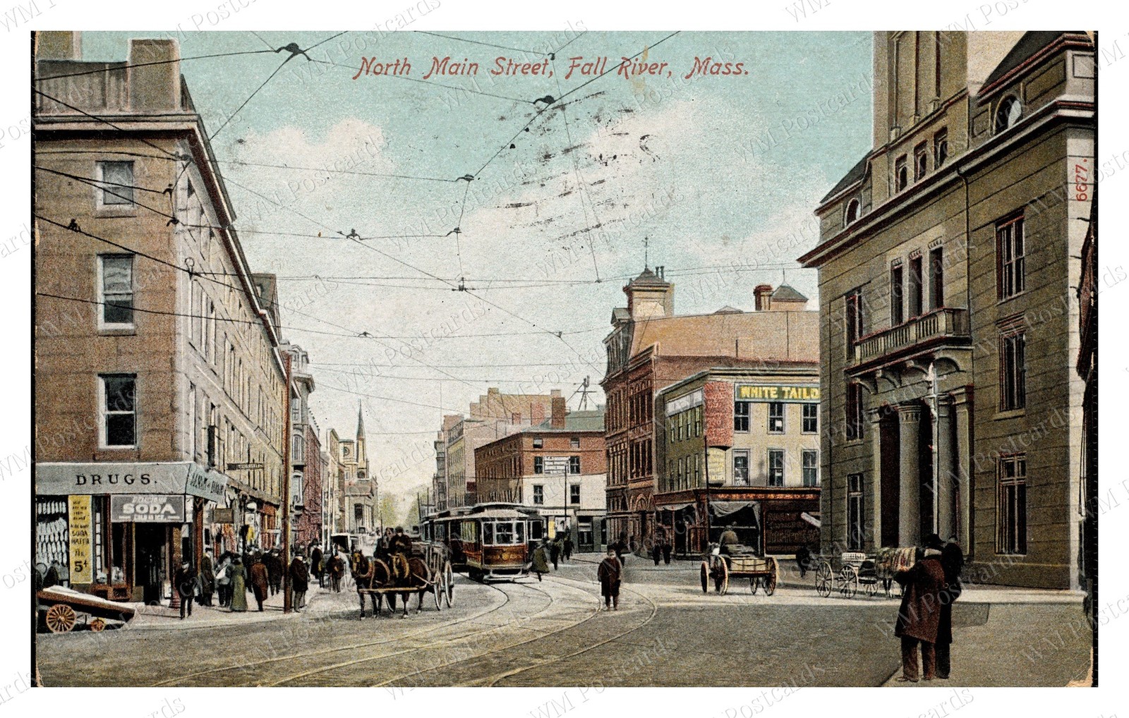 Fall River Massachusetts 1900s North Main Street Trolley Standard Postcard Fall River Massachusetts 1900s North Main Street Trolley Standard Postcard