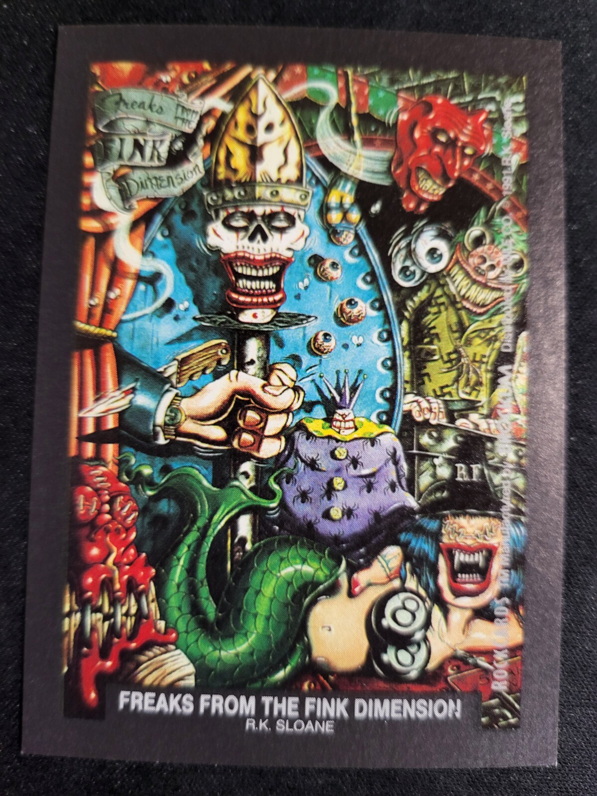 1991 Brockum Rockcards R K SLOANE STICKER FREAKS FROM THE FINK DIMENSION card 1991 Brockum Rockcards R K SLOANE STICKER FREAKS FROM THE FINK DIMENSION card