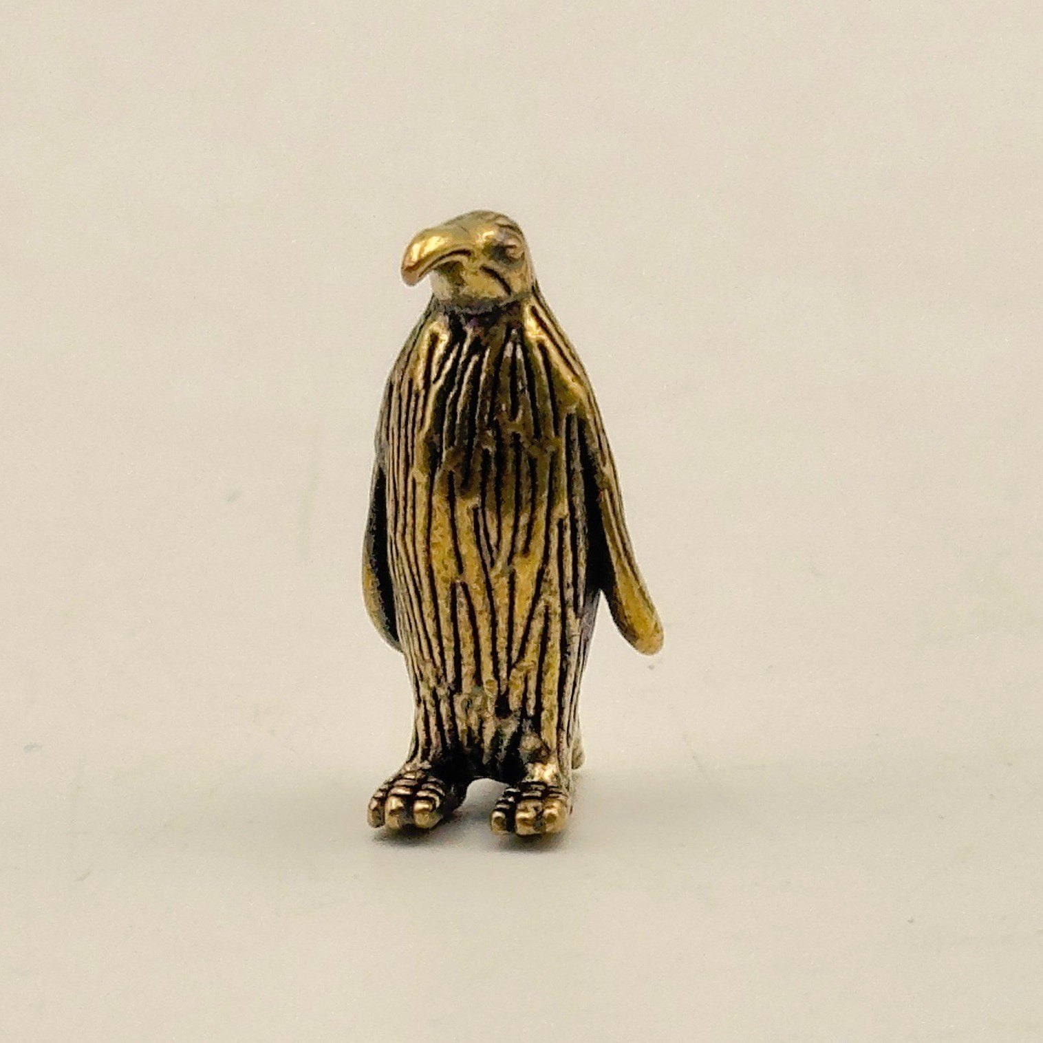 BG10 Vintage Brass tone Penguin Miniature Figurine Gold Bird Sculpture Small
