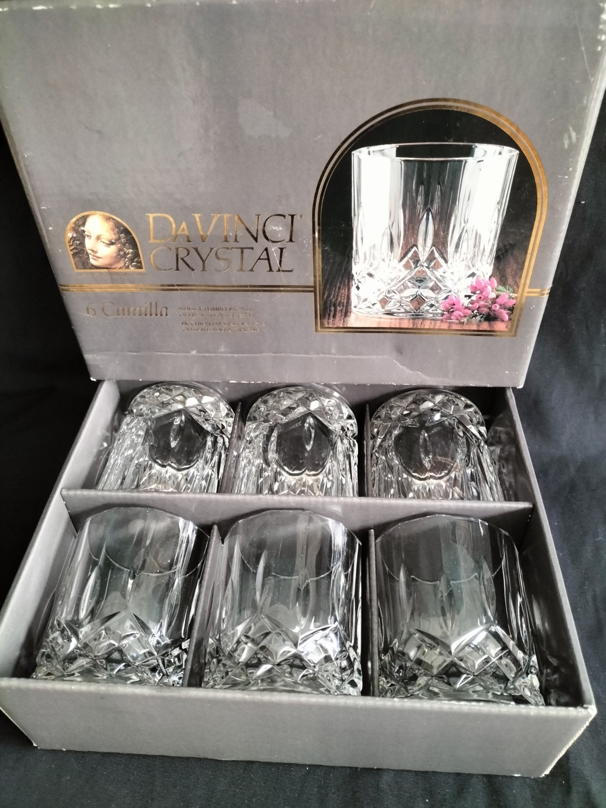 Stunning Set of 6 DaVinci Italian Crystal Whiskey Tumblers