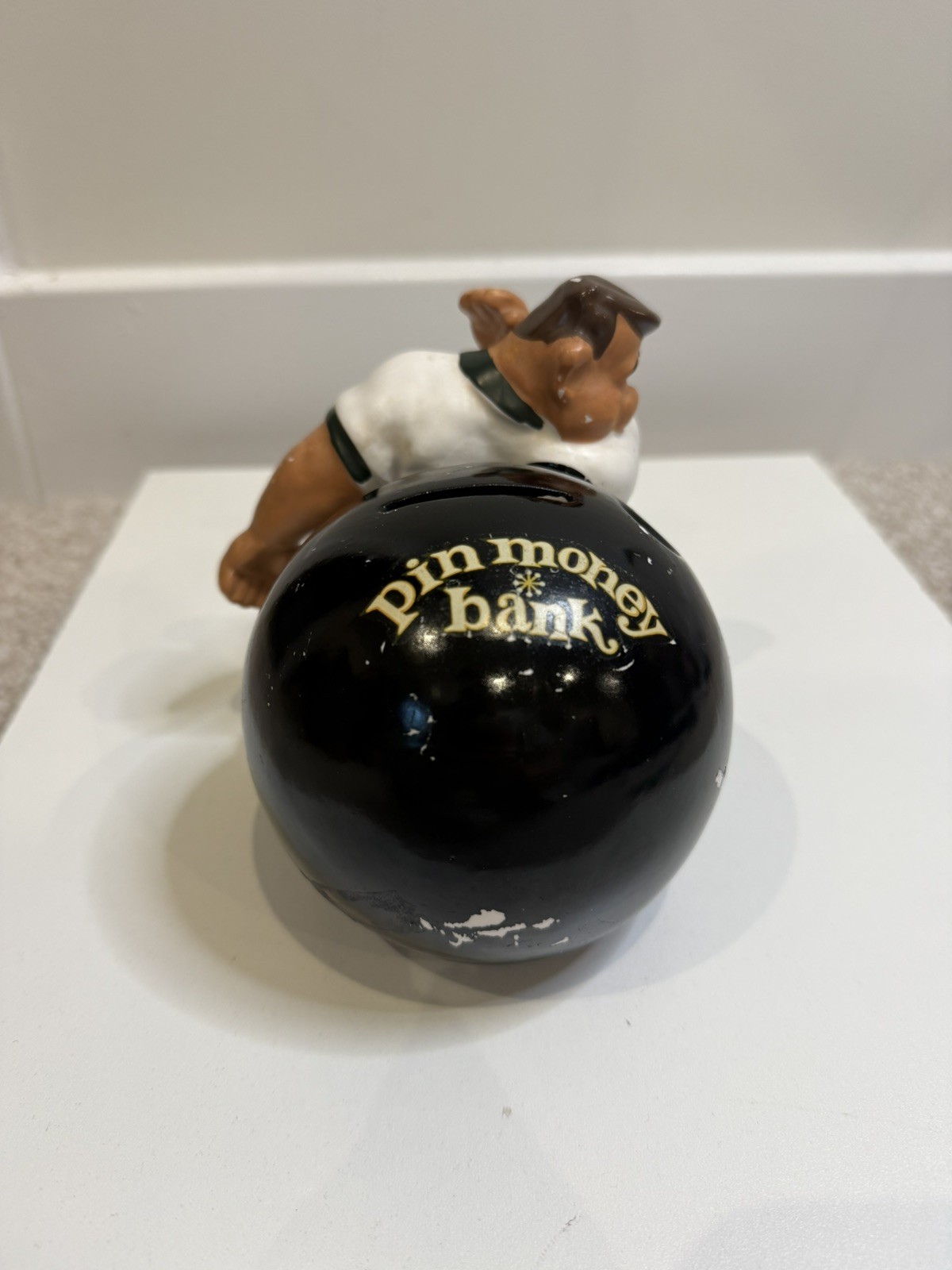 Vintage LIL LOUIE Ceramic Bowler Bowling Pin Piggy Bank Fred Kail