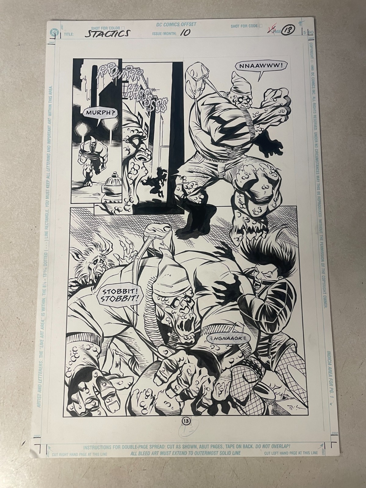 SCARE TACTICS #10 ORIGINAL COMIC ART 1998 GROSS OUT SCREAM QUEEN FIGHT WEREWOLF
