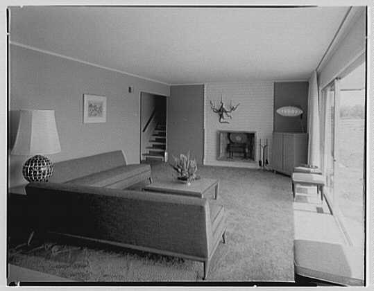 Huntington Long Island New York 1950s Creston House Living Room Interior