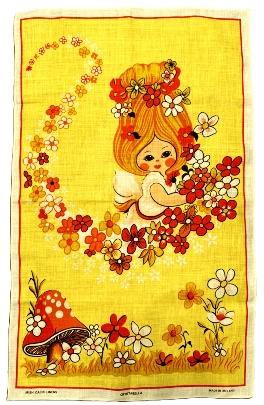 NWOT Vtg. Irish Cabin Linens Tea Towel Wall Art CRYSTABELLA
