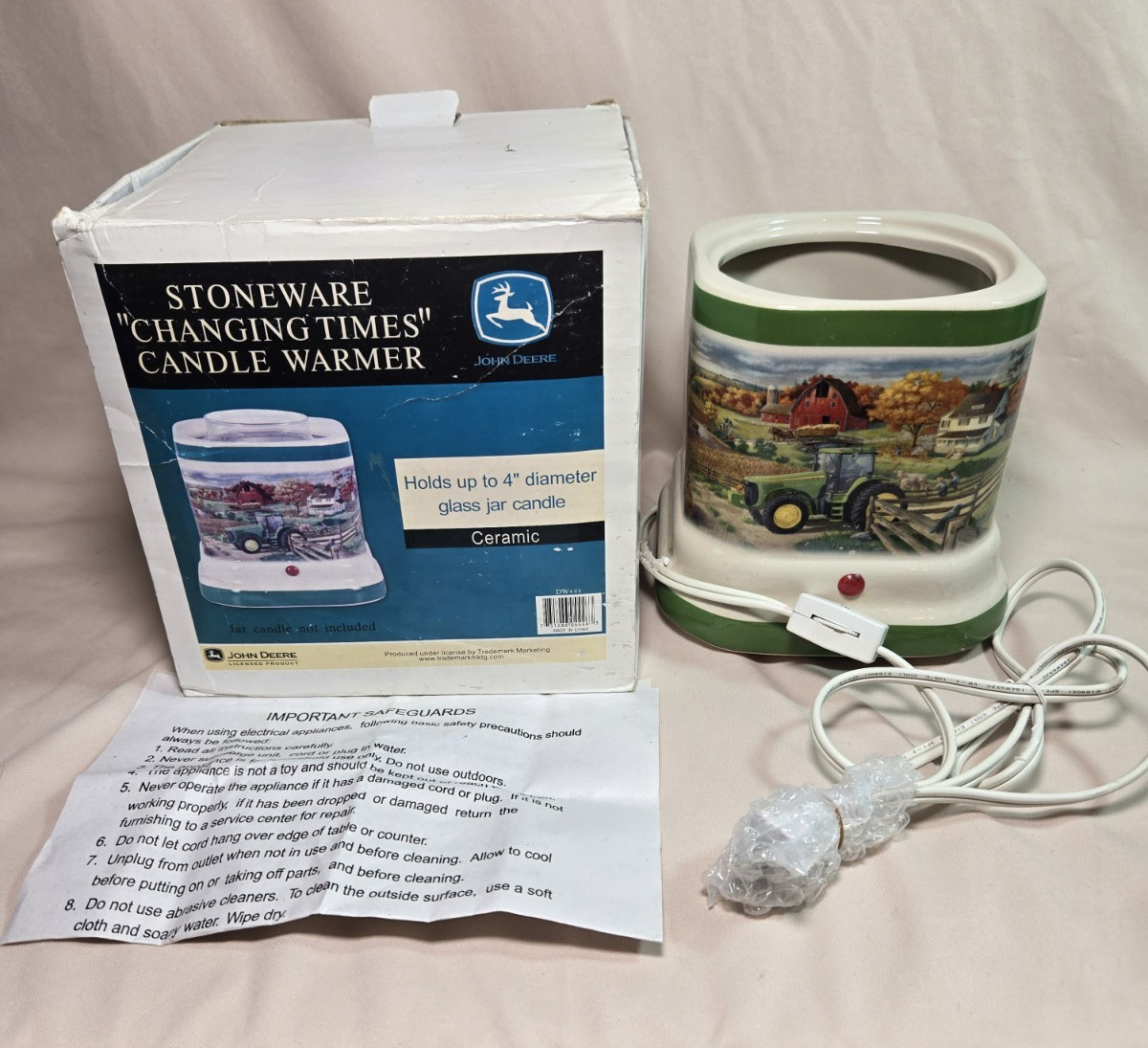 John Deere CHANGING TIMES Stoneware Candle Warmer Holds Up To 4\