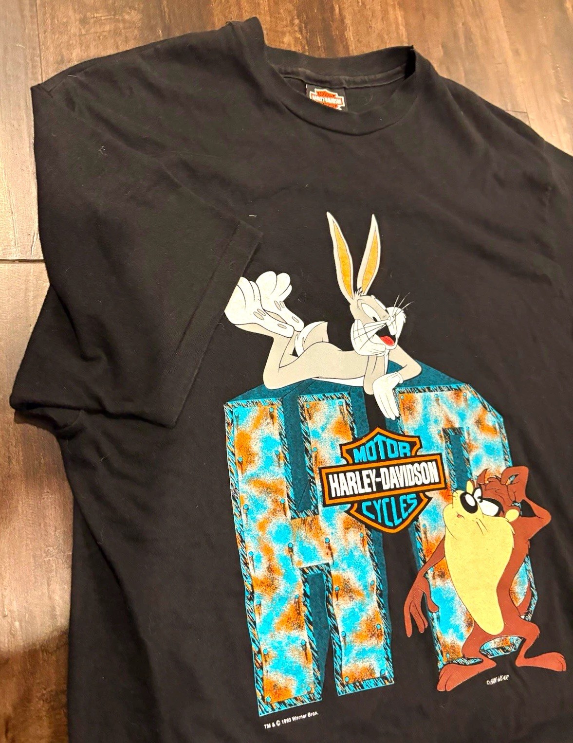 CRAZY GRAIL 1993 SINGLE STICH Harley-Davidson Bugs Bunny and tax XL shirt
