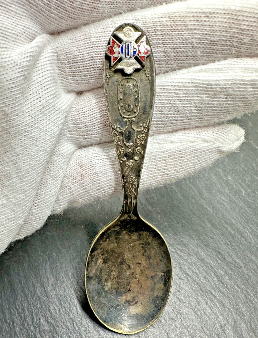ANTIQUE IOF ORDER OF FORESTERS WM ROGERS SILVER PLATE BABY/ SOUVENIR SPOON M928