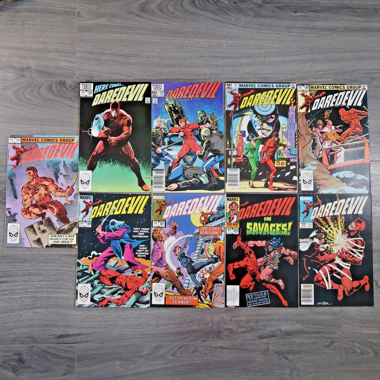 Daredevil lot of 9 Comics 191 193 195 197 198 199 201 202 203 Marvel Bronze Age