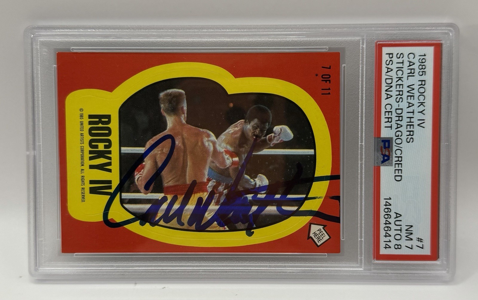 Carl Weathers Signed 1985 Rocky IV Apollo Creed Ivan Drago #7 PSA 7 Auto 8 Rare