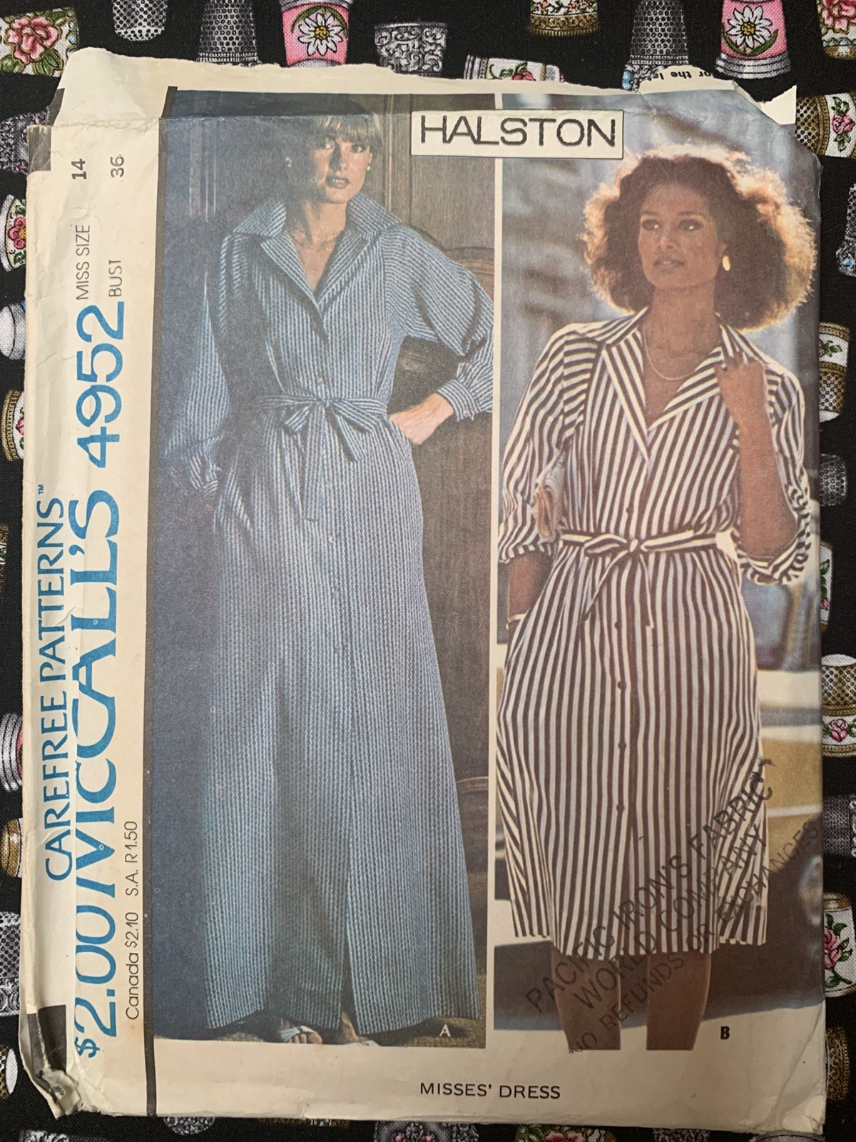 *VTG/OOP* ‘70s McCALLs 4952 HALSTON Shirt Dress Maxi Size 14 UC/FF