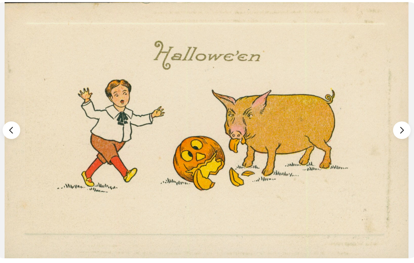 Gibson Halloween Postcard - Pig Eating Boy\'s Jack-O-Lantern -1911, VG Condition Gibson Halloween Postcard - Pig Eating Boy\'s Jack-O-Lantern -1911, VG Condition