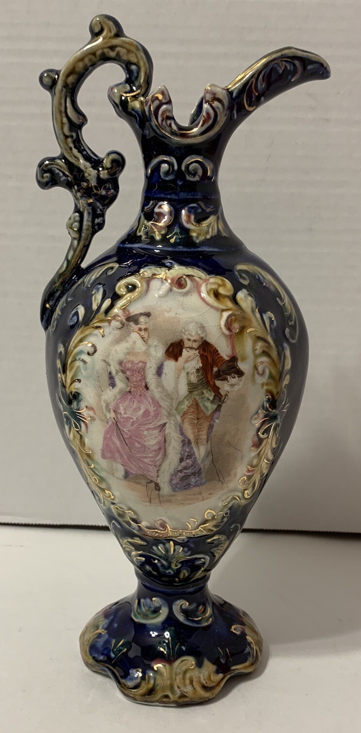 Antique 1920s Post-Majolica Viennese Alhambrian Style Porcelain Ewer - 10.5”