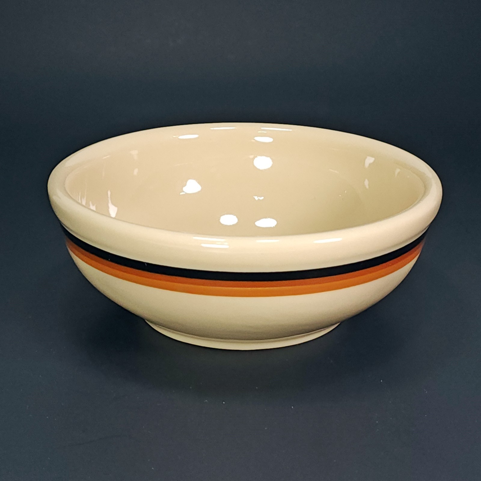 Vintage Shenango Inca Ware Orange Brown Black Stripe Band Cereal Bowl Exc Cond