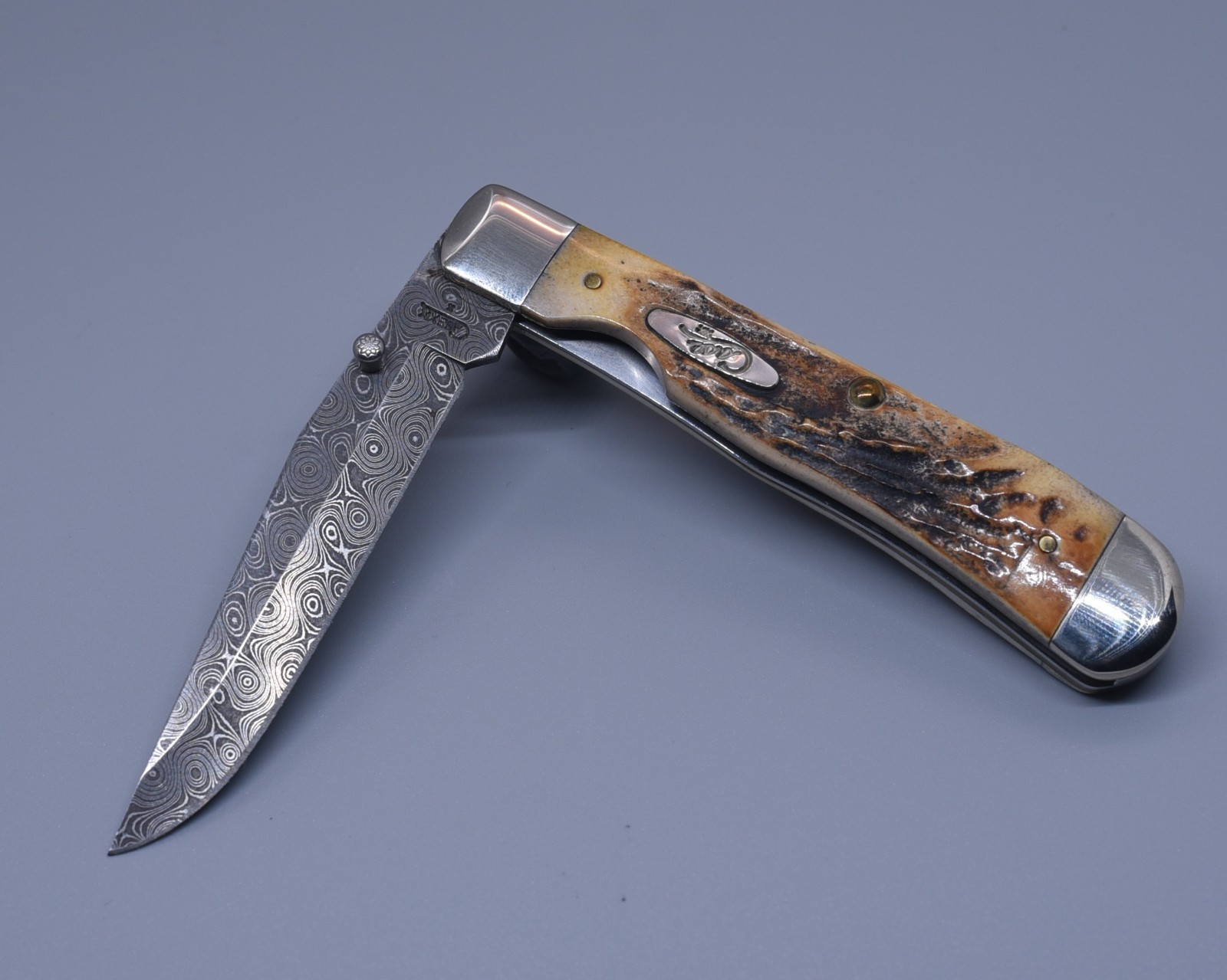 2009 - Case Trapperlock - 5154L DAM - Stag Handle / Damascus Blade