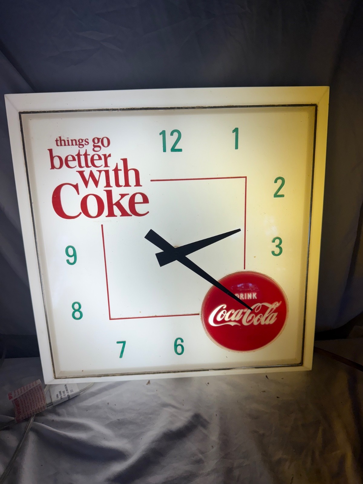 Vintage Coca-Cola Lighted Clock Hanover Manufacturing
