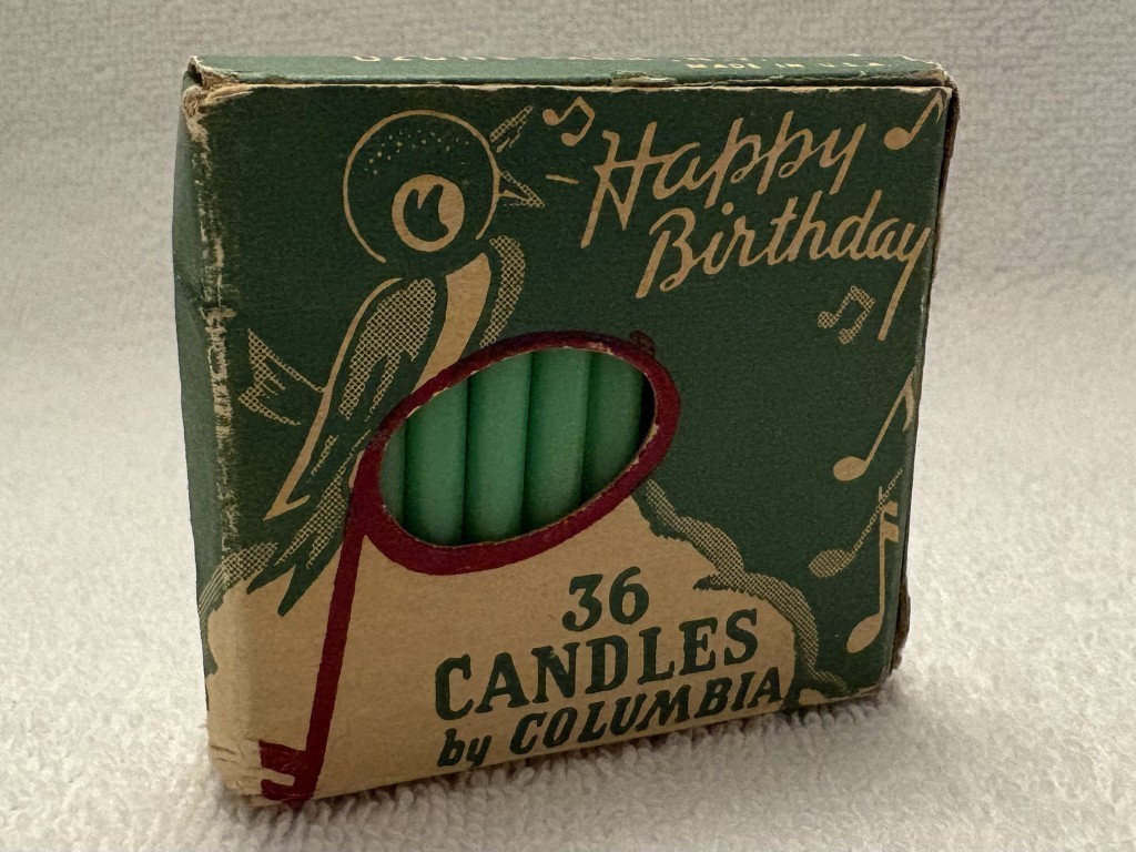 Green Happy Birthday Candles Columbia Wax Works Ozone Park New York Vintage Used