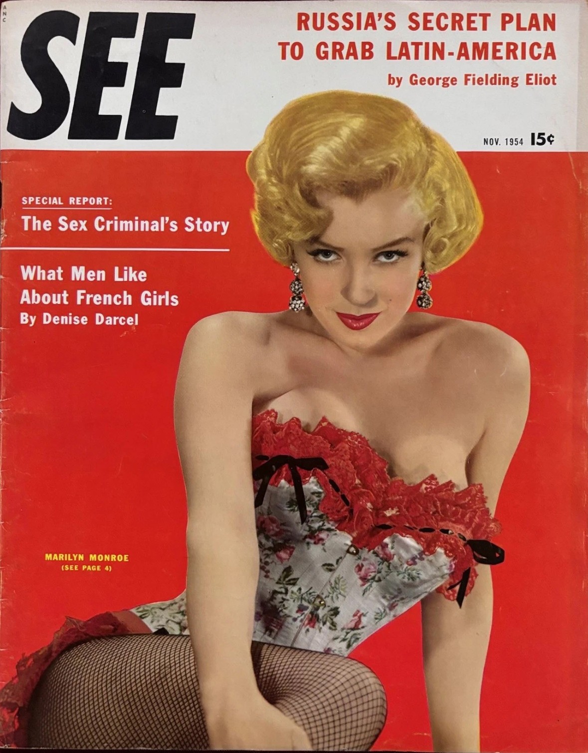 1954 SEE Magazine Marilyn Monroe Cover Vintage Pin-Up Complete November Issue