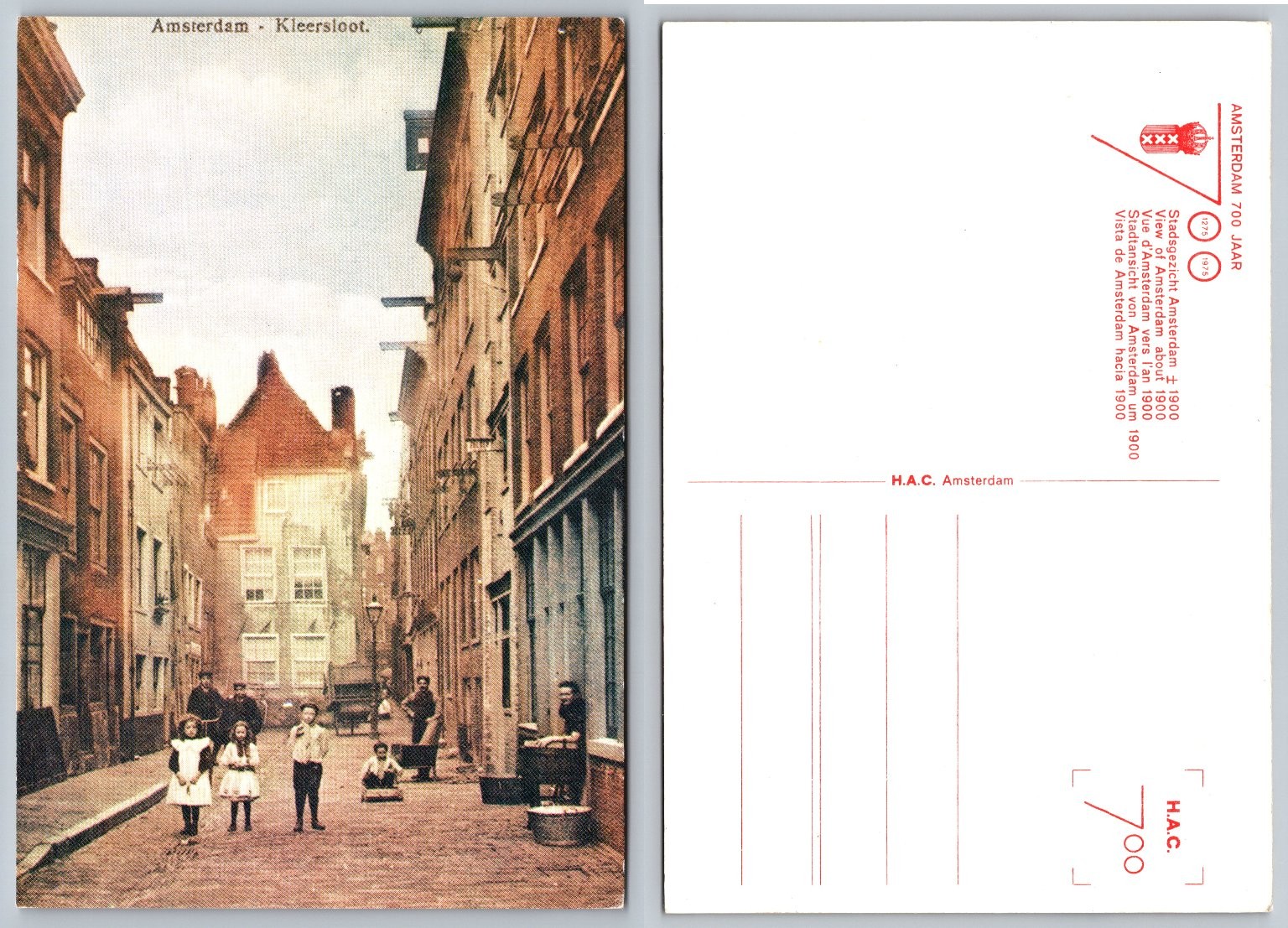 Amsterdam Kleersloot Street Scene Postcard c.1900 View, HAC Amsterdam