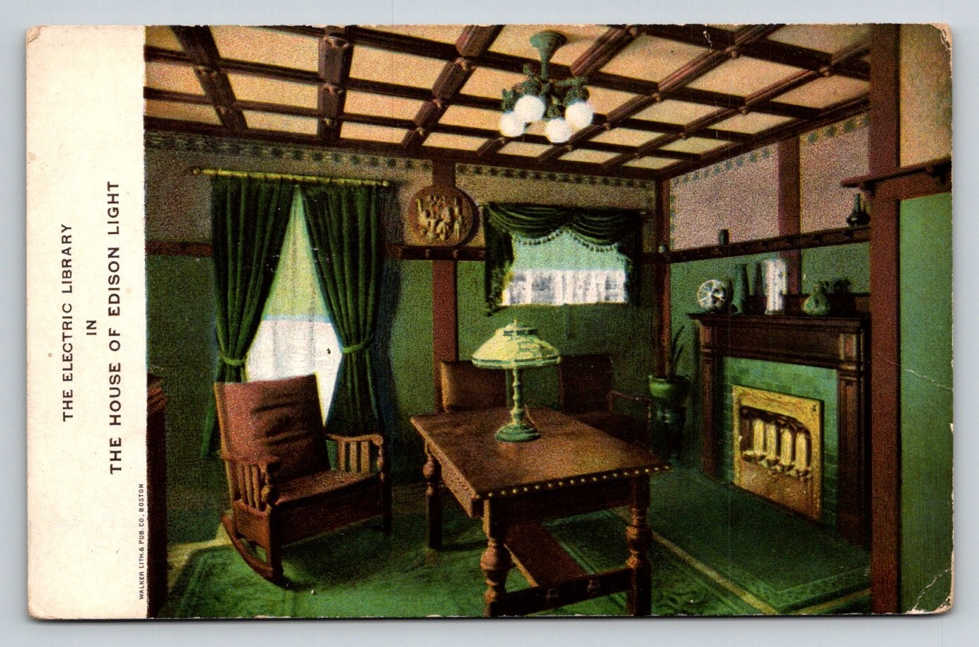 Waltham MA Edison Electric Library House Postcard Wilson Lith. Co. c1910s Waltham MA Edison Electric Library House Postcard Wilson Lith. Co. c1910s