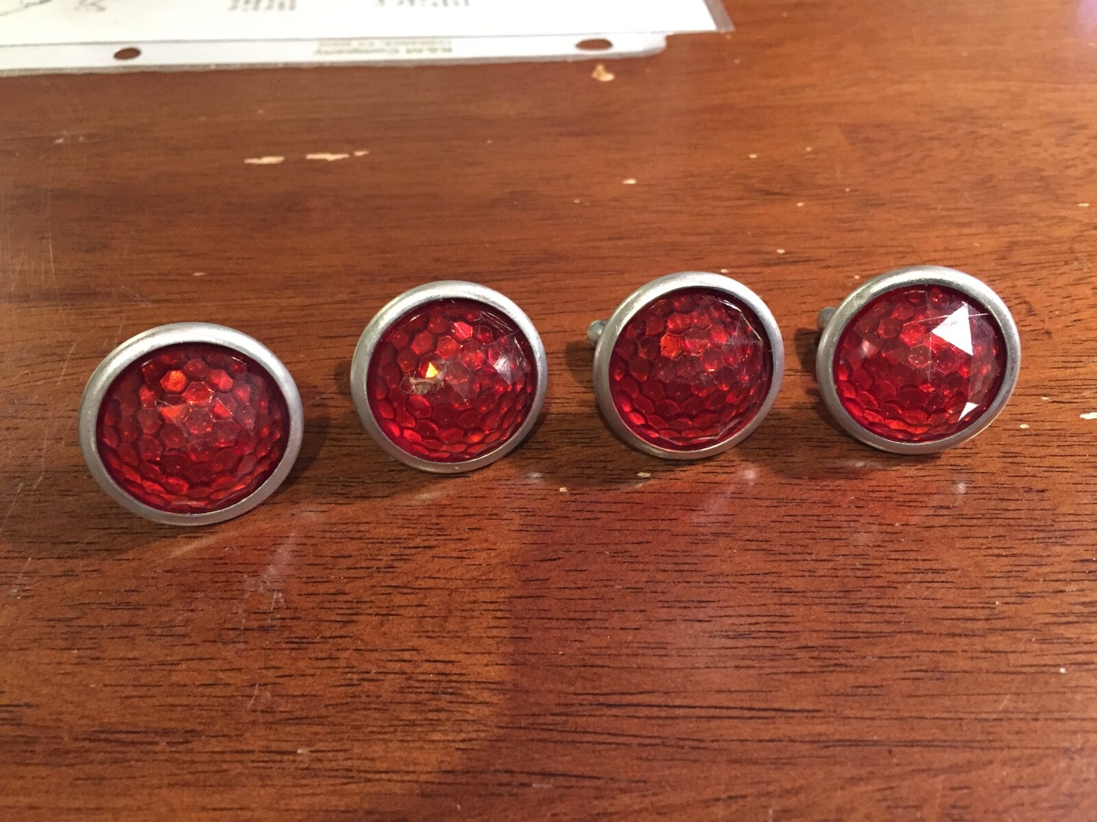 vintage  LICENSE PLATE TOPPER.  reflectors. 4 in all 