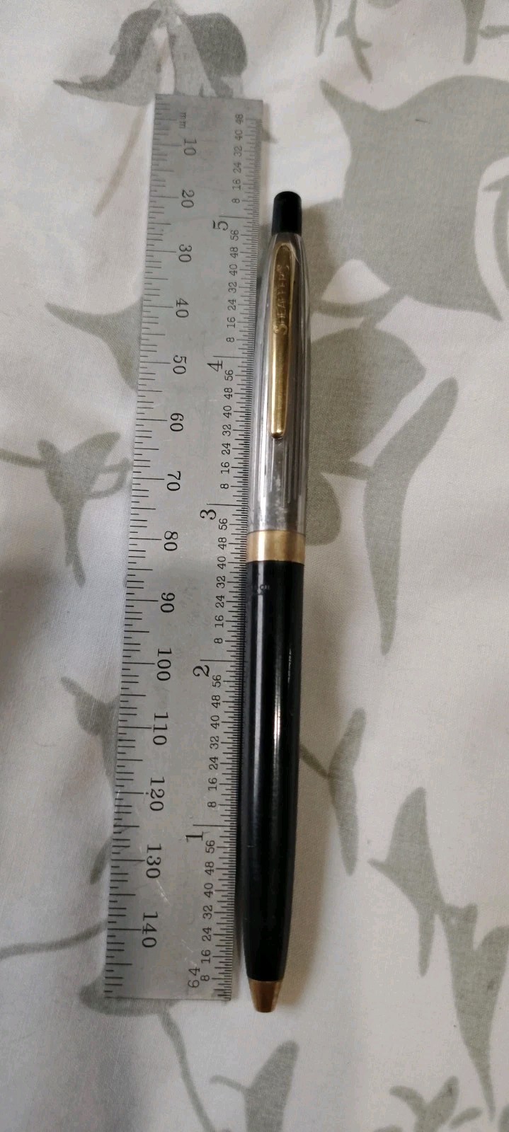 Vintage Sheaffer Life Time Lustrous Chrome Cap, Black Resin Barrel Ball Pen USA