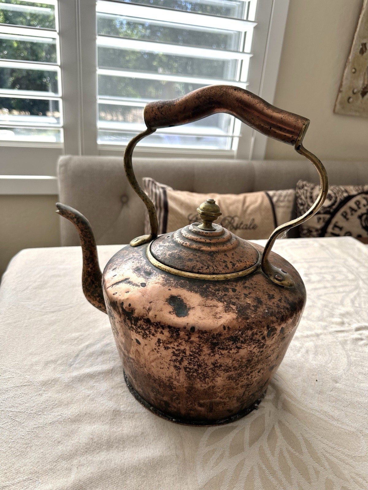 Antique Victorian Copper Kettle British RD Diamond Mark c1870 English