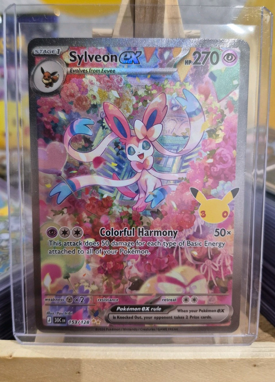 Sylveon EX 30th Anniversary Pokemon Card 153/128 Hard Find Mint UK Sylveon EX 30th Anniversary Pokemon Card 153/128 Hard Find Mint UK