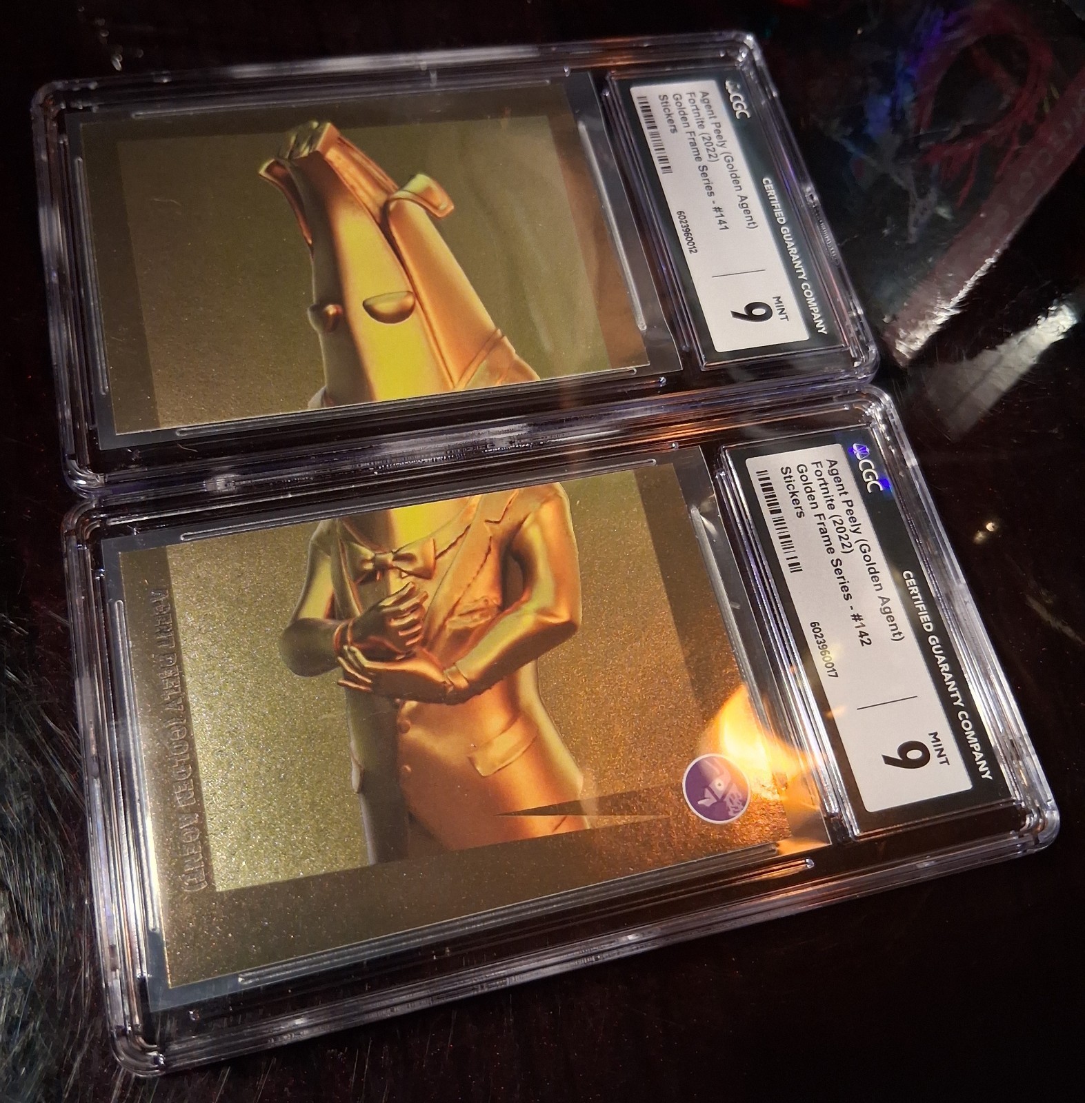 2022 Panini Fortnite AGENT PEELY (Golden Agent) Golden Frame Series #141 & #142