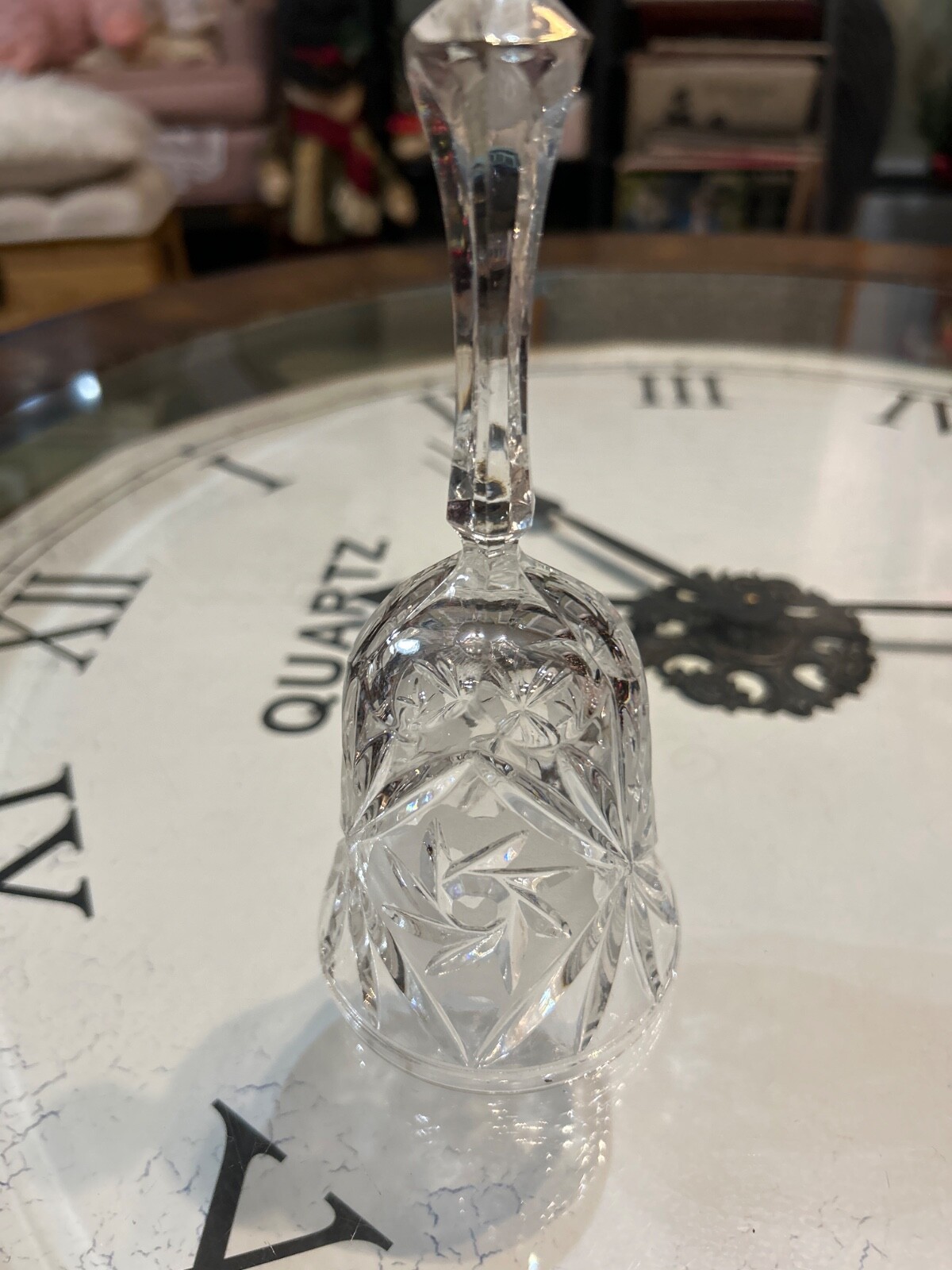lead crystal bell, 7 1/2” tall, pinwheel pattern