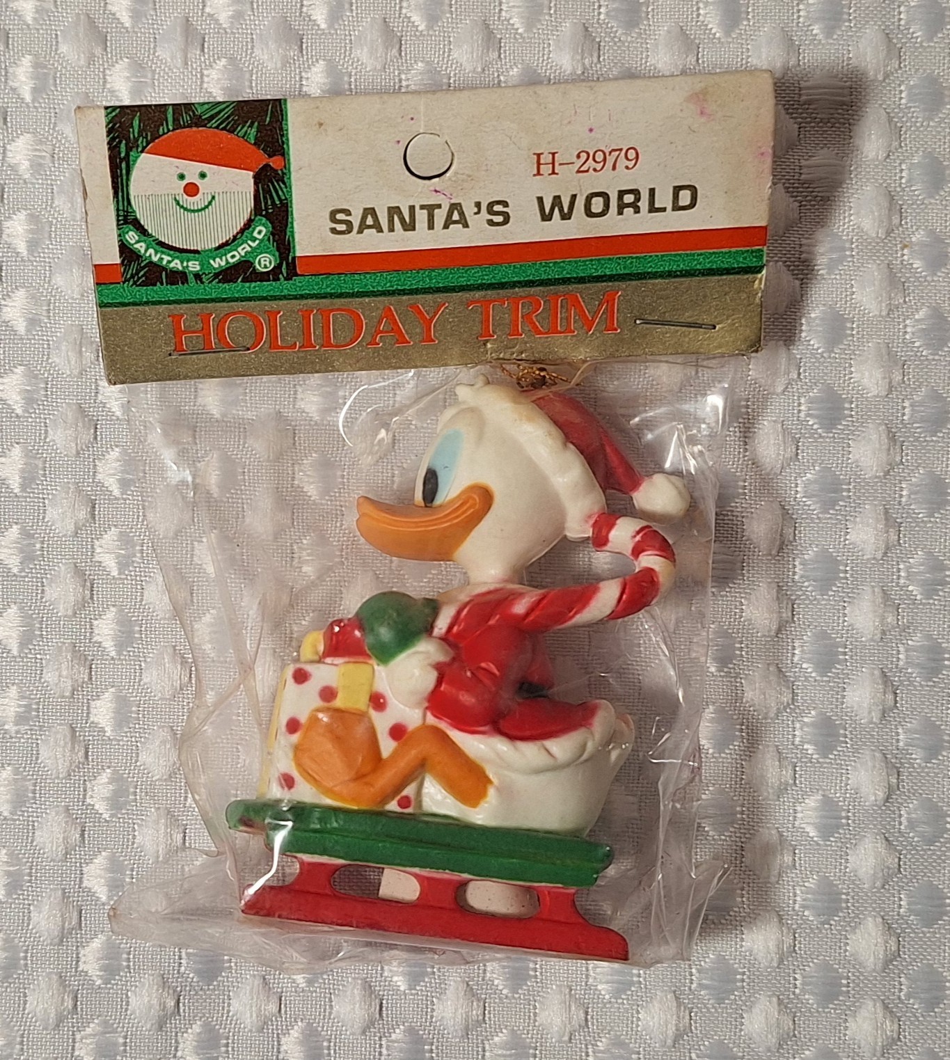 Vintage Santa\'s World Disney Donald Duck On Sled Kurt Adler Christmas Ornament